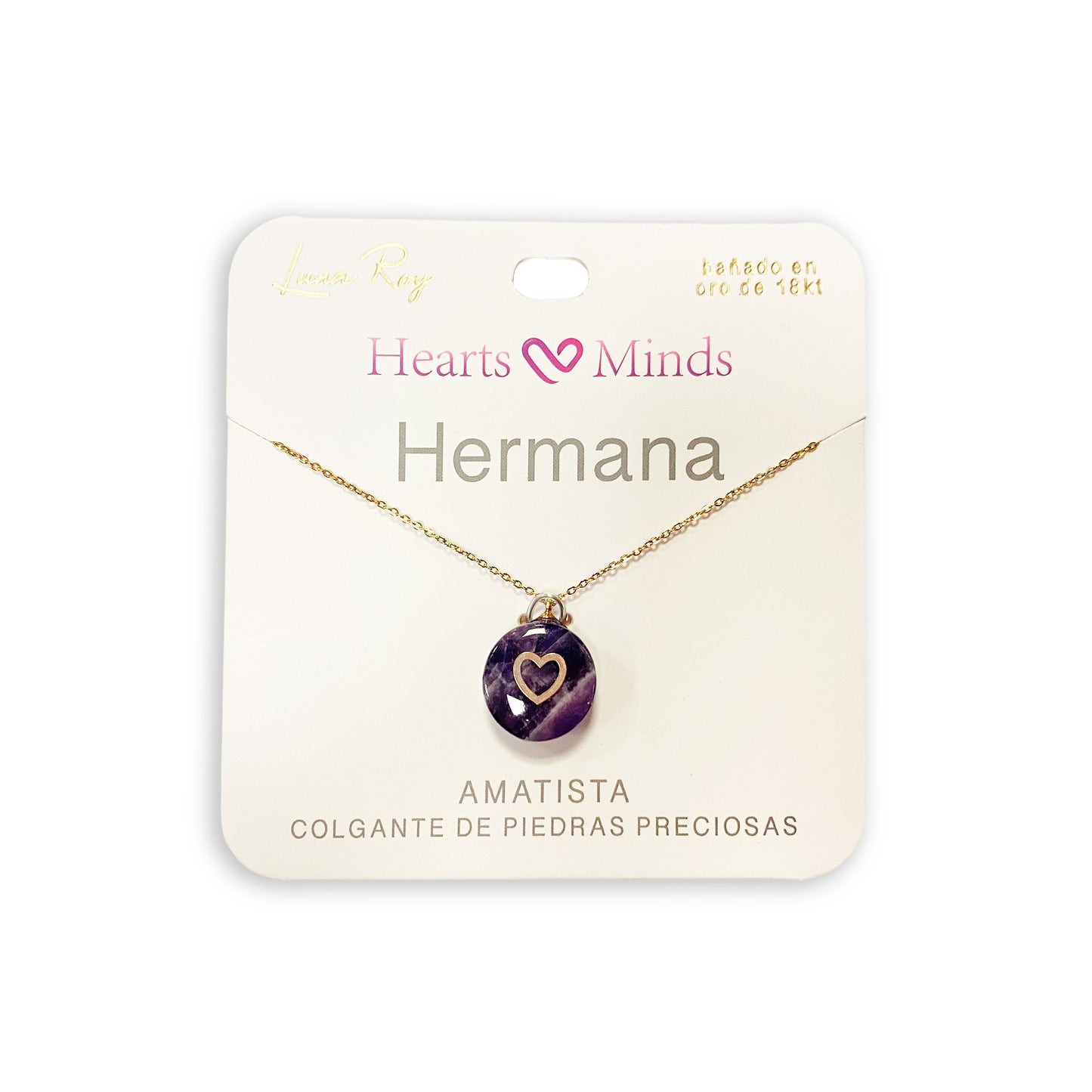 Collar bañado en oro 18K con colgante de piedra natural y un Corazón