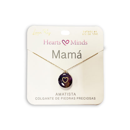 Collar bañado en oro 18K con colgante de piedra natural y un Corazón