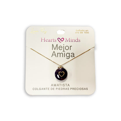 Collar bañado en oro 18K con colgante de piedra natural y un Corazón