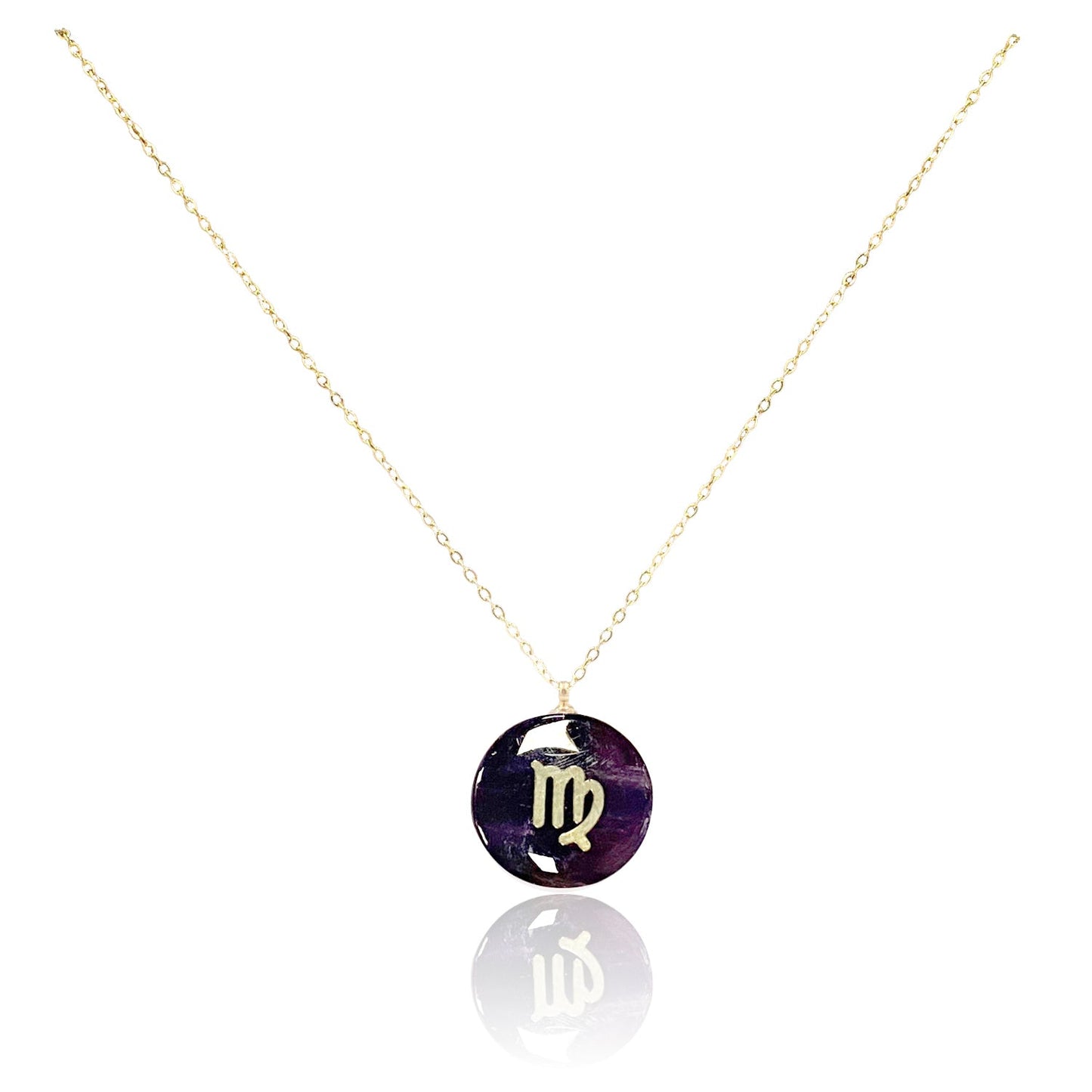 Collar bañado en oro 18K con colgante de piedra natural y signo del Zodíaco