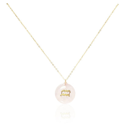 Collar bañado en oro 18K con colgante de piedra natural y signo del Zodíaco