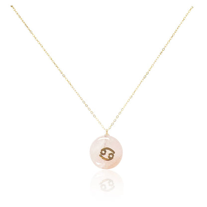 Collar bañado en oro 18K con colgante de piedra natural y signo del Zodíaco