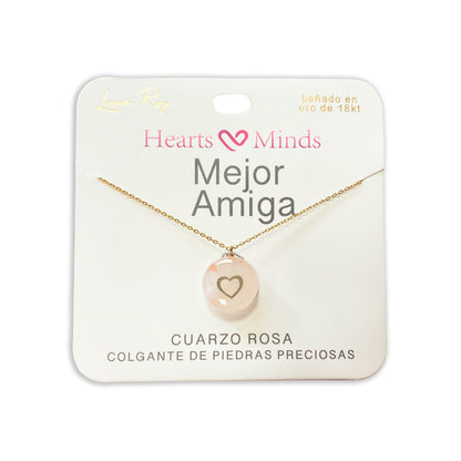 Collar bañado en oro 18K con colgante de piedra natural y un Corazón