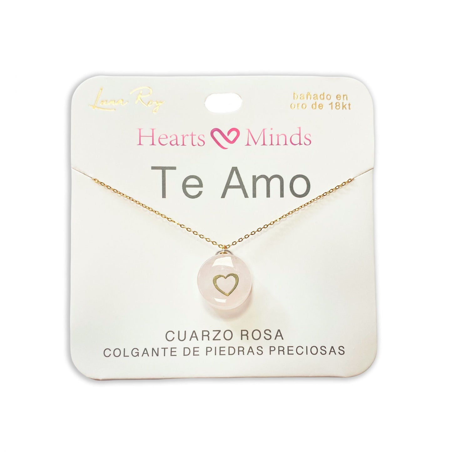 Collar bañado en oro 18K con colgante de piedra natural y un Corazón
