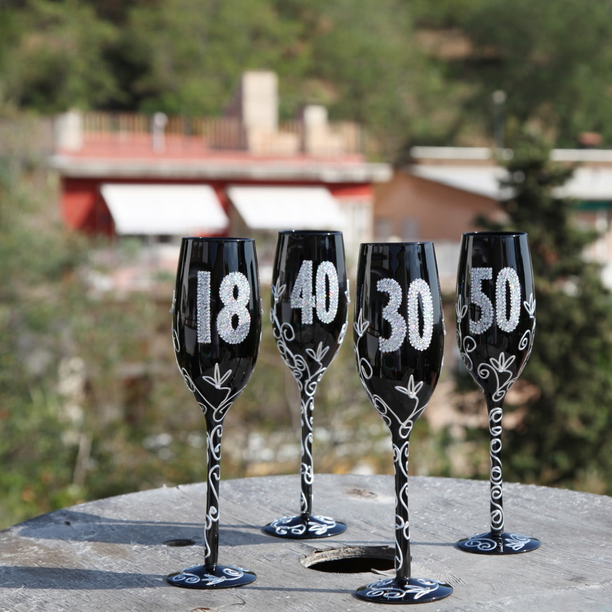 Copa de champagne color negro de 30 años
