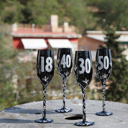 Copa de champagne color negro de 30 años