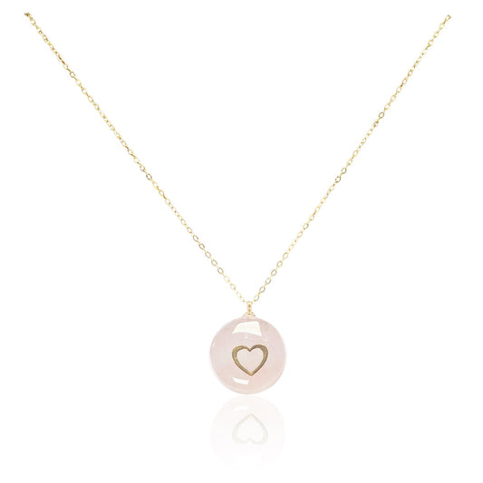 Collar bañado en oro 18K con colgante de piedra natural y un Corazón