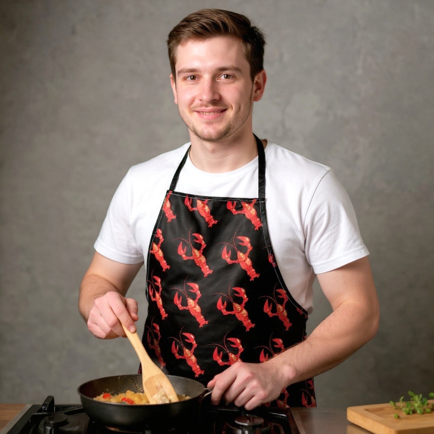 Delantal Lobster, delantal con patrón de langostas