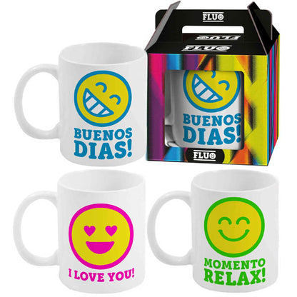 Tazas emoticono con frase